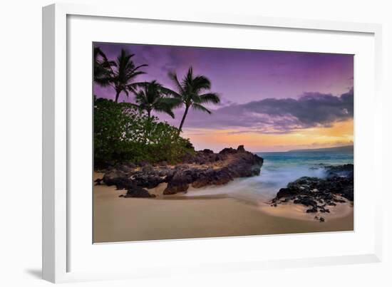 Makena Beach State Park with View towards Molokini Island, Island of Maui, Hawaii, USA-null-Framed Art Print