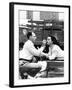 Makeup Artist Ben Nye Applying Eye Makeup to Actress Hedy Lamarr Who Observes in a Mirror-null-Framed Photo