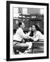 Makeup Artist Ben Nye Applying Eye Makeup to Actress Hedy Lamarr Who Observes in a Mirror-null-Framed Photo