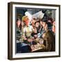 "Makeup Counter", March 10, 1951-Constantin Alajalov-Framed Giclee Print