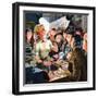 "Makeup Counter", March 10, 1951-Constantin Alajalov-Framed Giclee Print