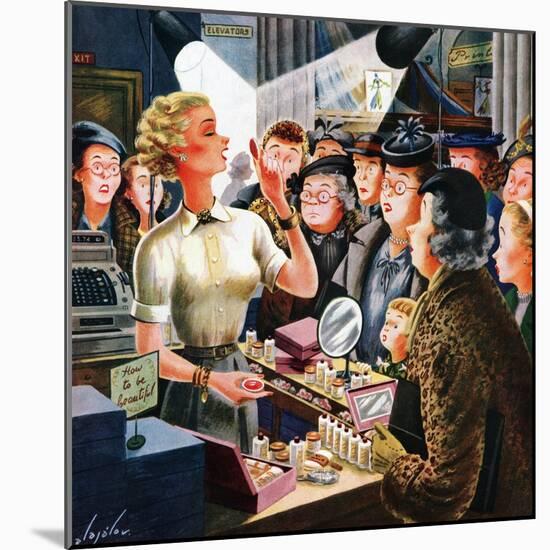 "Makeup Counter", March 10, 1951-Constantin Alajalov-Mounted Giclee Print