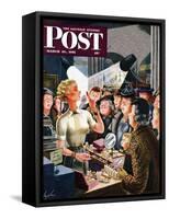 "Makeup Counter" Saturday Evening Post Cover, March 10, 1951-Constantin Alajalov-Framed Stretched Canvas