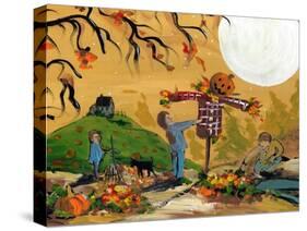 Making A Scarecrow Autumn Season-sylvia pimental-Stretched Canvas