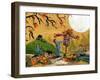 Making A Scarecrow Autumn Season-sylvia pimental-Framed Art Print