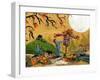 Making A Scarecrow Autumn Season-sylvia pimental-Framed Art Print