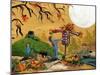 Making A Scarecrow Autumn Season-sylvia pimental-Mounted Art Print