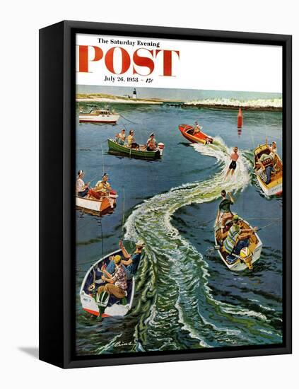 "Making a Wake" Saturday Evening Post Cover, July 26, 1958-Ben Kimberly Prins-Framed Stretched Canvas