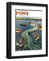 "Making a Wake" Saturday Evening Post Cover, July 26, 1958-Ben Kimberly Prins-Framed Giclee Print