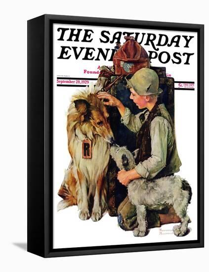 "Making Friends" or "Raleigh Rockwell" Saturday Evening Post Cover, September 28,1929-Norman Rockwell-Framed Stretched Canvas