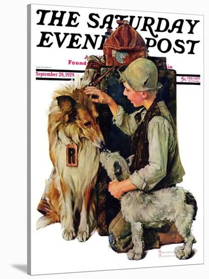 "Making Friends" or "Raleigh Rockwell" Saturday Evening Post Cover, September 28,1929-Norman Rockwell-Stretched Canvas