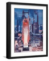 'Making Iron in a Modern Blast Furnace', 1935-Unknown-Framed Giclee Print