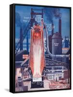 'Making Iron in a Modern Blast Furnace', 1935-Unknown-Framed Stretched Canvas