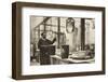 Making money; pots of liquid metal being handled in the melting room, 20th century-Unknown-Framed Photographic Print