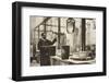 Making money; pots of liquid metal being handled in the melting room, 20th century-Unknown-Framed Photographic Print