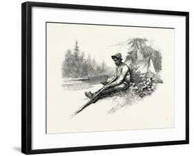 Making New Pole for Canoe, Canada, Nineteenth Century-null-Framed Giclee Print