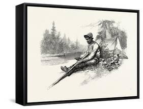 Making New Pole for Canoe, Canada, Nineteenth Century-null-Framed Stretched Canvas