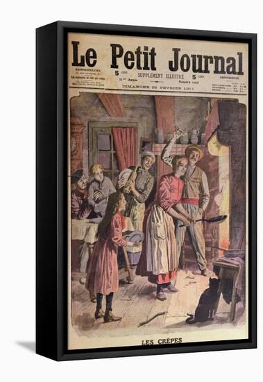 Making Pancakes, Illustration from 'Le Petit Journal', 26th February 1911-English School-Framed Stretched Canvas