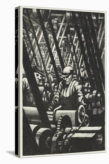 Making the Engine, 1917 (Litho)-Christopher Richard Wynne Nevinson-Stretched Canvas