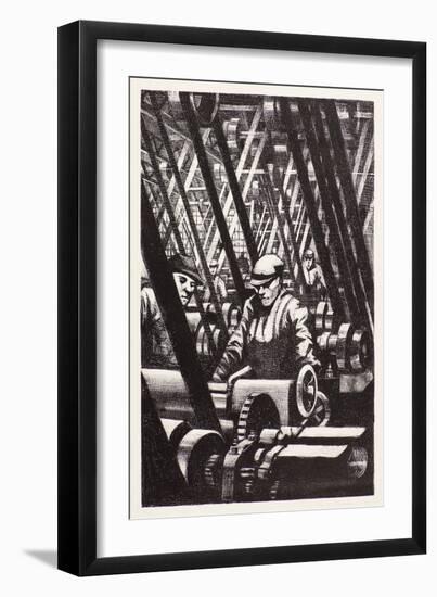 Making the Engine, 1917 (Lithograph)-Christopher Richard Wynne Nevinson-Framed Giclee Print
