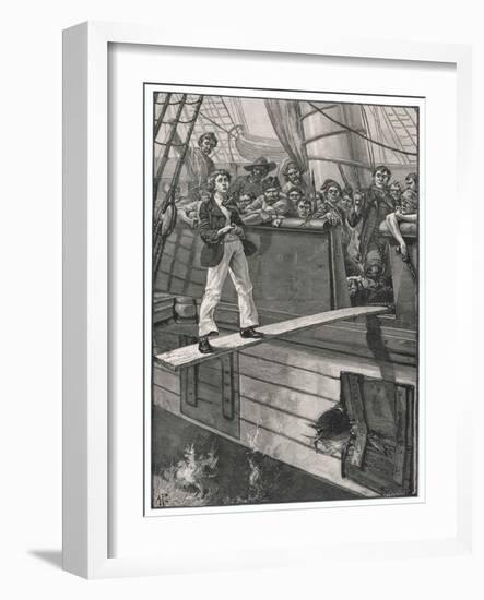 Making Their Captives Walk the Plank is a Favourite Pastime of Pirates-Alfred Pearse-Framed Art Print