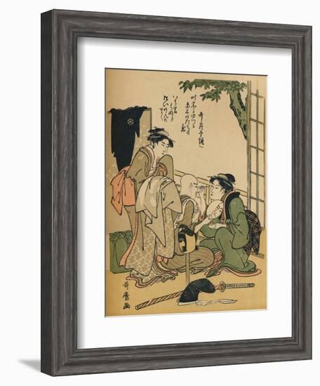 'Making Up For The Stage', c1780-Kitagawa Utamaro-Framed Giclee Print