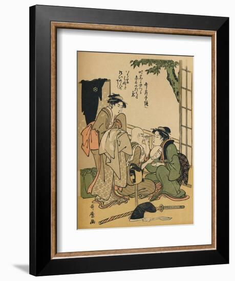 'Making Up For The Stage', c1780-Kitagawa Utamaro-Framed Giclee Print