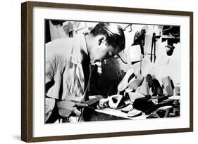 Making Wooden Shoe Soles, German-Occupied Paris, February 1941-null-Framed Giclee Print