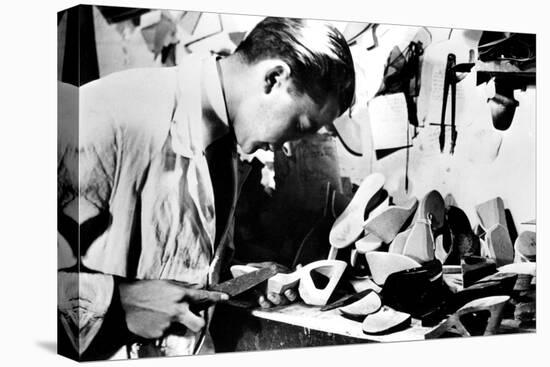 Making Wooden Shoe Soles, German-Occupied Paris, February 1941-null-Stretched Canvas