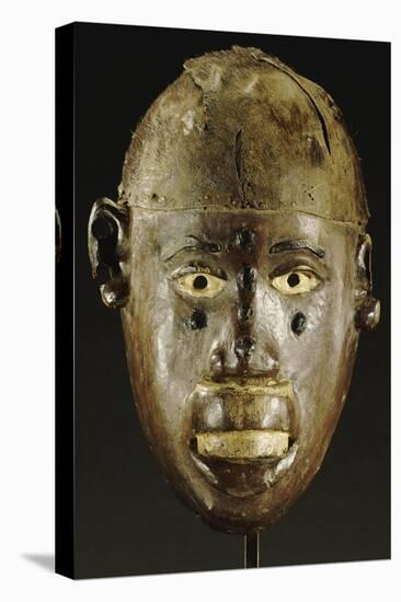 Makonde Mask of Oval Form with Open Mouth-null-Stretched Canvas