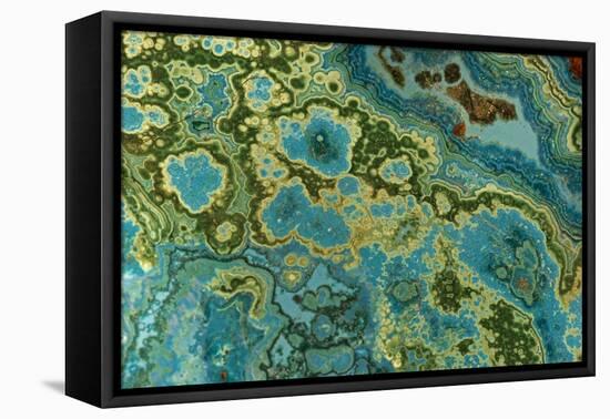 Malachite and Chrysocolla Copper Minerals From-null-Framed Stretched Canvas