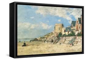 Malakoff Tower and the Shore at Trouville-Eugène Boudin-Framed Stretched Canvas