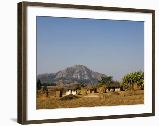 Malawi, Dedza, Grass-Roofed Houses in a Rural Village in the Dedza Region-John Warburton-lee-Framed Photographic Print