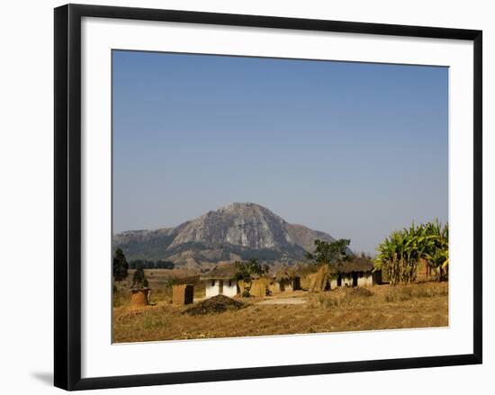 Malawi, Dedza, Grass-Roofed Houses in a Rural Village in the Dedza Region-John Warburton-lee-Framed Photographic Print