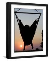 Malawi, Lake Malawi National Park, Young Guest Relaxes in a Hammock at Pumulani Lodge, (MR)-John Warburton-lee-Framed Photographic Print