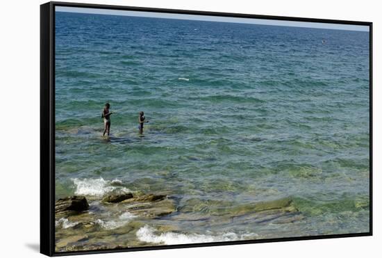Malawi, Nkhata Bay, People Fishing in the Lake Malawi-Anthony Asael-Framed Stretched Canvas