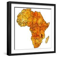 Malawi on Actual Map of Africa-michal812-Framed Premium Giclee Print