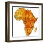 Malawi on Actual Map of Africa-michal812-Framed Art Print