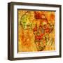 Malawi on Actual Map of Africa-michal812-Framed Art Print