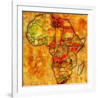 Malawi on Actual Map of Africa-michal812-Framed Art Print