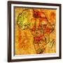 Malawi on Actual Map of Africa-michal812-Framed Art Print