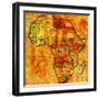 Malawi on Actual Map of Africa-michal812-Framed Art Print