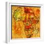 Malawi on Actual Map of Africa-michal812-Framed Art Print