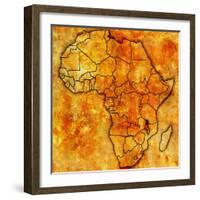 Malawi on Actual Map of Africa-michal812-Framed Art Print