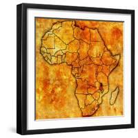 Malawi on Actual Map of Africa-michal812-Framed Art Print