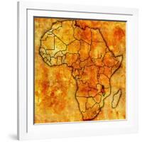 Malawi on Actual Map of Africa-michal812-Framed Art Print