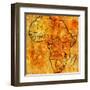 Malawi on Actual Map of Africa-michal812-Framed Art Print