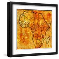 Malawi on Actual Map of Africa-michal812-Framed Art Print