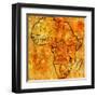 Malawi on Actual Map of Africa-michal812-Framed Art Print