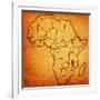 Malawi on Actual Map of Africa-michal812-Framed Art Print